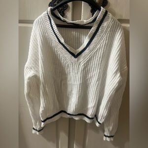 White and black fall sweater size small